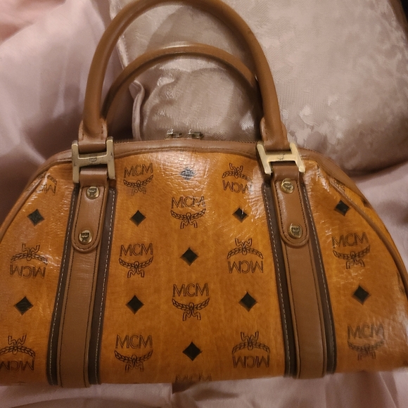 MCM COGNAC SATCHEL VISETOS-AUTHENTIC - Picture 3 of 9
